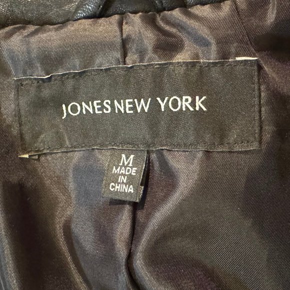 Jones New York Womens Black Leather Jacket Size Medium - Picture 12 of 15